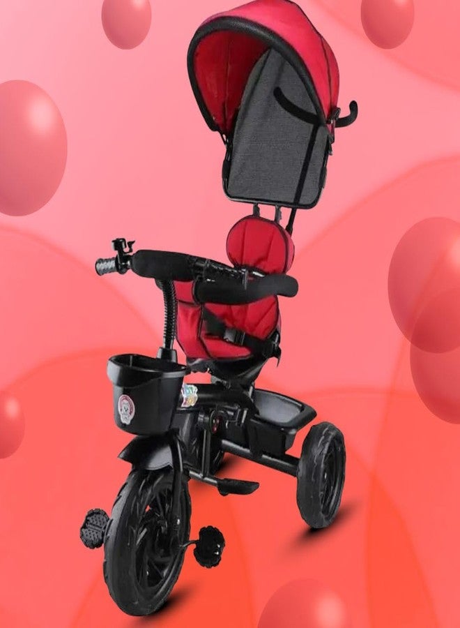 Maanit 3 in 1 Kids Tricycle with Canopy, Dual Storage Basket & Parental Handle Control - Safety Guardrail, Comfort Seat, Ages 1.5-5 Years - Toddler Tricycle, Baby Cycle with Easy Steering (Red) - Image 1